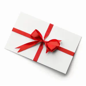 Gutschein Ginelly Hair Weißer Geschenkumschlag mit roter Schleife