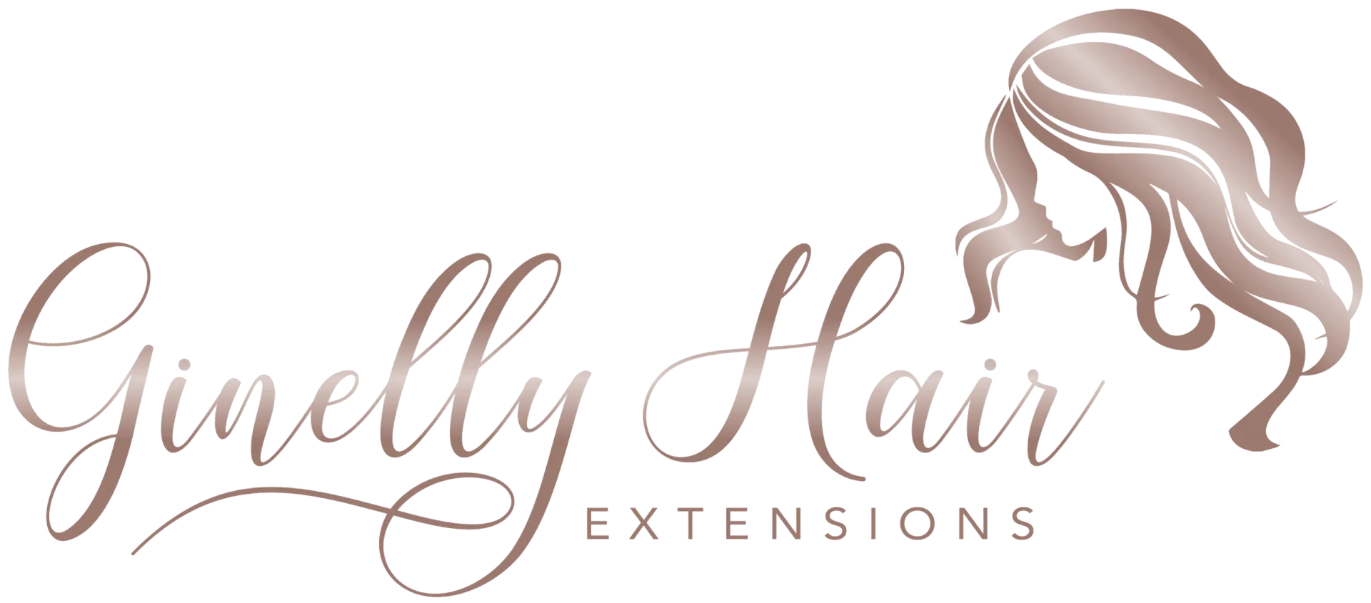 Logo von Ginelly Hair Extensions mit Frauensilhouette und wallendem Haar
