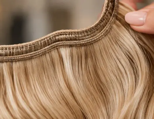 Eingenähte Tresse aus blondem Echthaar